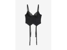 B.P.C czarny gorset miękki na fiszbinie odpinane paskami do pończoch ^