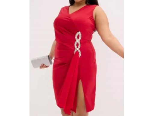 B.P.C czerwona sukienka ołówkowa ze sztrasami ^46