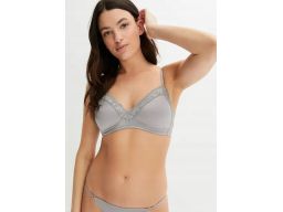 B.P.C szary biustonosz połyskujący bez fiszbin 90C.