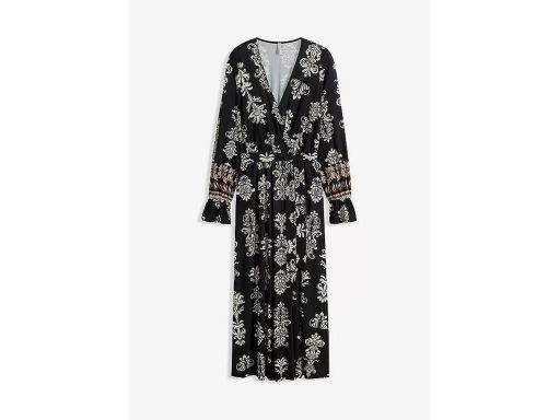 B.P.C sukienka czarna we wzory długa z wiązaniem r.40/42