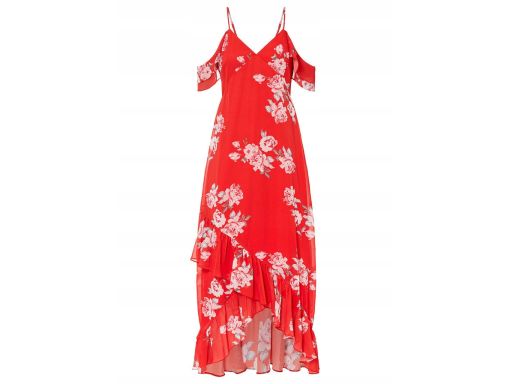 B.P.C długa sukienka odkryte ramiona czerwień r.44