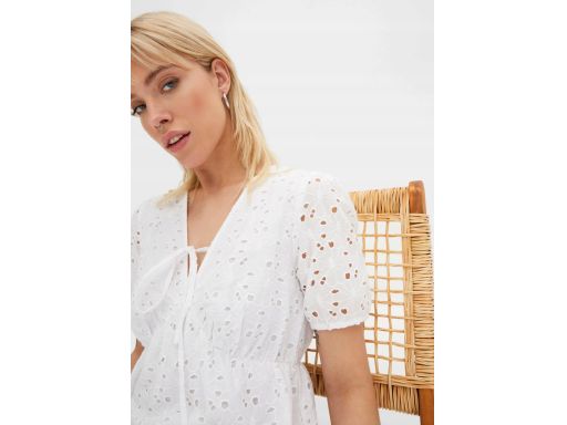 B.P.C biała bawełniana sukienka z ażurowym haftem ^42