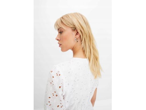 B.P.C biała bawełniana sukienka z ażurowym haftem ^42