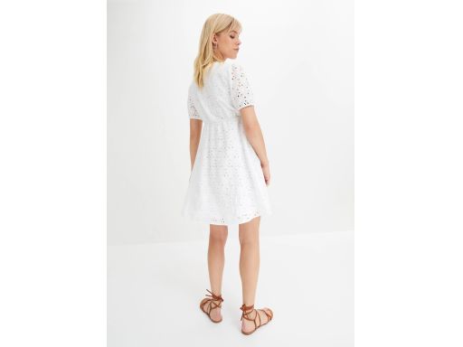B.P.C biała bawełniana sukienka z ażurowym haftem ^42
