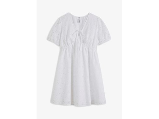 B.P.C biała bawełniana sukienka z ażurowym haftem ^42