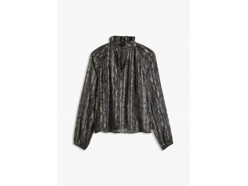 B.P.C bluzka koszulowa szyfonowa szara we wzory ze złotą nitką ^38