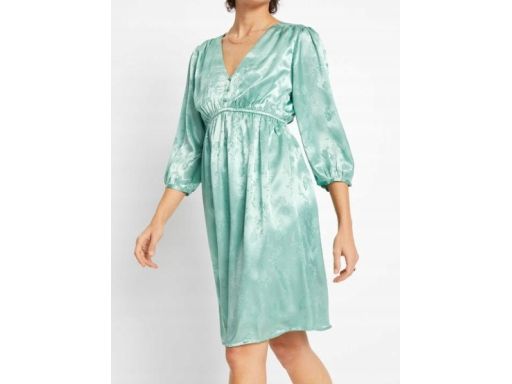 B.P.C sukienka satynowa we wzory zielona ^50