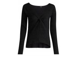 B.P.C bluzka dzianinowa prążkowana czarna z marszczeniem r.44/46