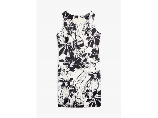 B.P.C. ołówkowa sukienka satynowa śmietankowo-czarna ^42