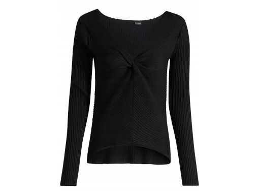 B.P.C bluzka dzianinowa prążkowana czarna z marszczeniem ^40/42