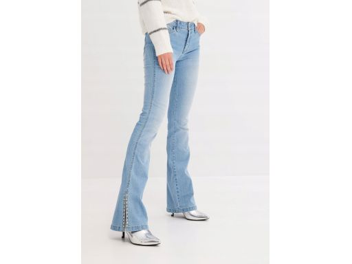 B.P.C jeansy rozszerzane z rozcięciami na dole i dżetami 54.