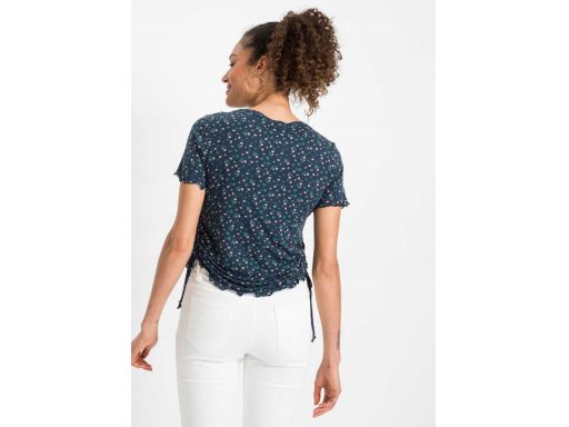 B.P.C t-shirt granatowy w kwiatki 32/34.