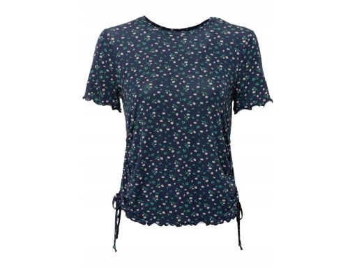 B.P.C t-shirt granatowy w kwiatki 32/34.