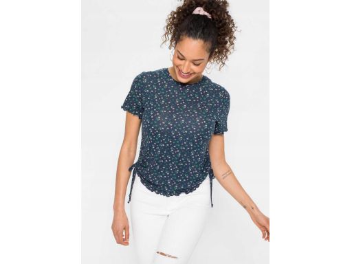 B.P.C t-shirt granatowy w kwiatki 32/34.