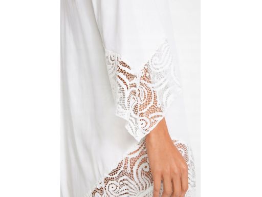 B.P.C sukienka plażowa tunika biała z ażurową koronką i frędzlami ^50