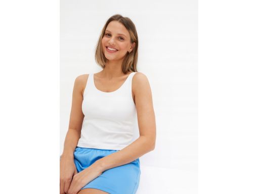 B.P.C top krótki Feel Comfort biały z wbudowanym biustonoszem r.S