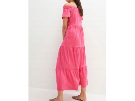 B.P.C różowa sukienka carmen z bawełny organicznej 44/46.