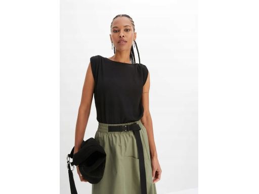 B.P.C top z krepy z poduszkami na ramionach czarny ^40/42