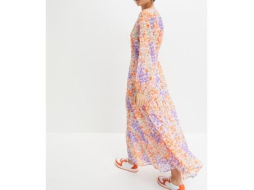 B.P.C długa sukienka w kwiaty z wiązaniem szyfon ^36