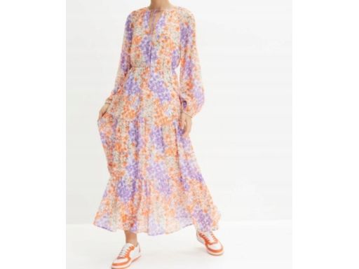 B.P.C długa sukienka w kwiaty z wiązaniem szyfon ^36