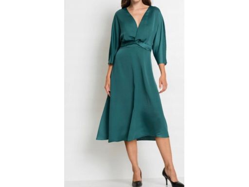 B.P.C sukienka midi satynowa zielona 40.