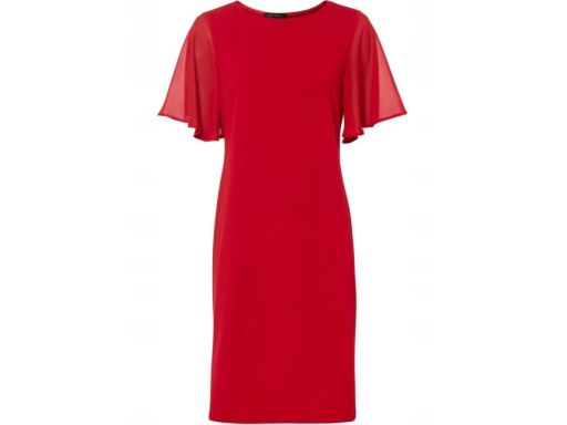 B.P.C sukienka czerwona elegancka szyfonowe rękawy r.36/38