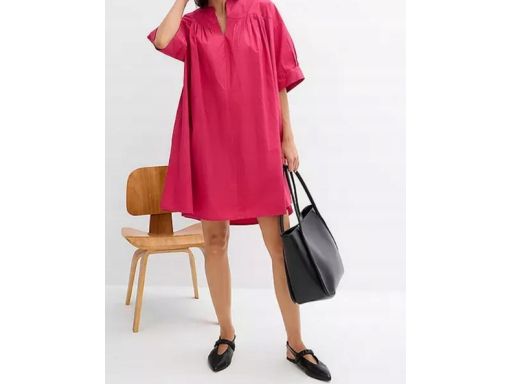 B.P.C sukienka kaftanowa malinowa z bawełny 44.