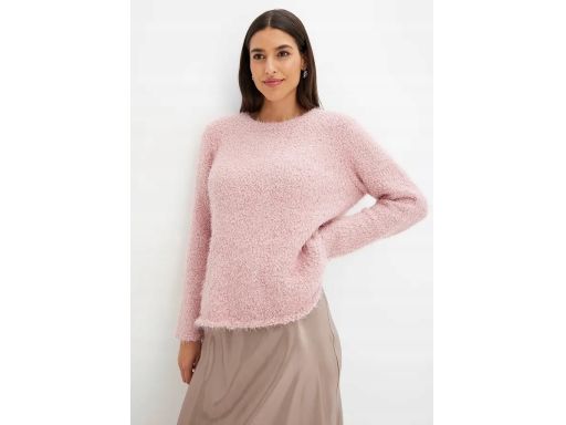 B.P.C krótki sweter w wyglądzie boucle różowy 40/42.