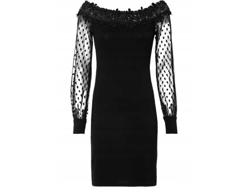 B.P.C czarna sukienka odkryte ramiona koronka r.36/38