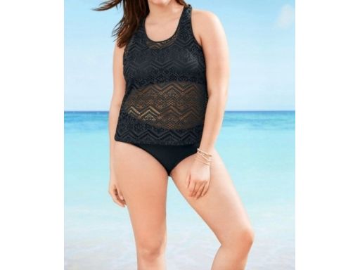 B.P.C tankini czarne ażurowe z figami r.52