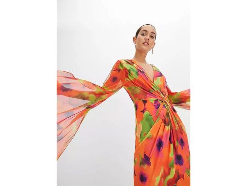 B.P.C sukienka długa kolorowa z bardzo długimi rękawami 36/38.