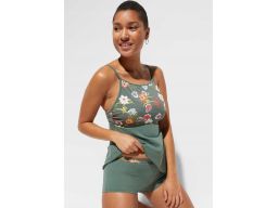 B.P.C tankini (2 części) zielone oliwkowe w kwiaty r.40