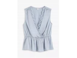 B.P.C top satynowy niebieski z koronką r.52/54