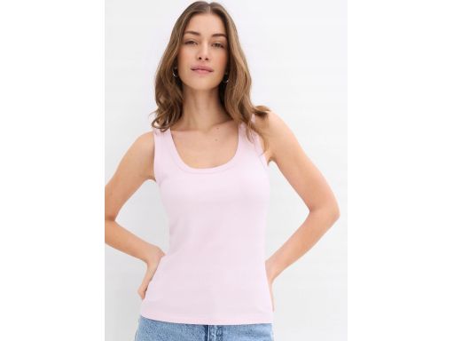 B.P.C top różowy prążkowany z wiskozy 40/42.