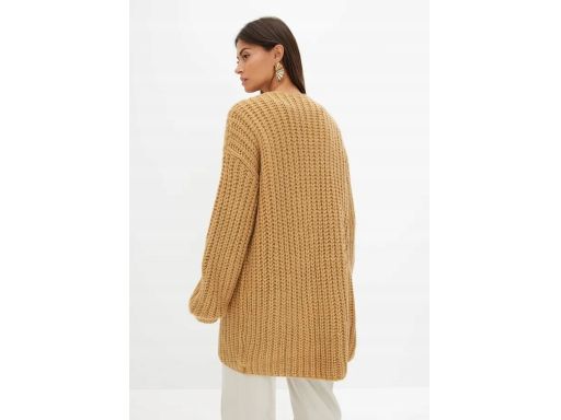 B.P.C. kardigan sweter bez zapięcia z grubym splotem karmelowy 36/38.