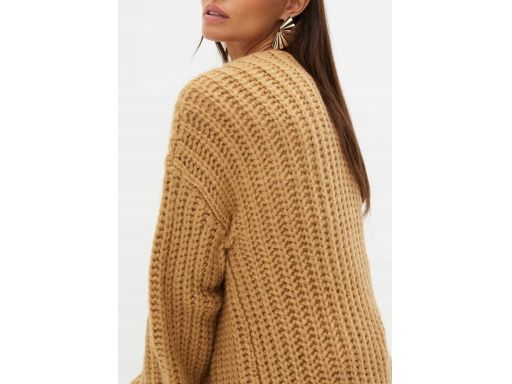 B.P.C. kardigan sweter bez zapięcia z grubym splotem karmelowy 36/38.