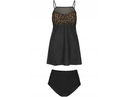 B.P.C tankini długie z podszewką w cętki na biuście i figami maxi r.44