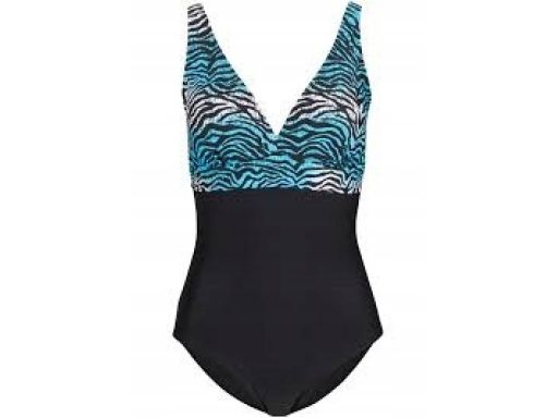 B.P.C kostium kąpielowy czarny z niebieskim wzorem 42.