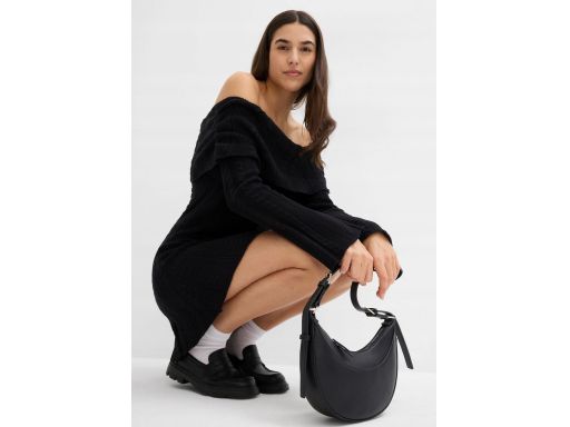 B.P.C czarna sukienka mini dzianinowa carmen 36/38.