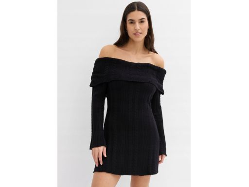 B.P.C czarna sukienka mini dzianinowa carmen 36/38.