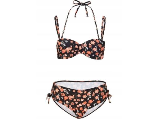 B.P.C bikini usztywniane czarne w kwiatki ^44(85D)