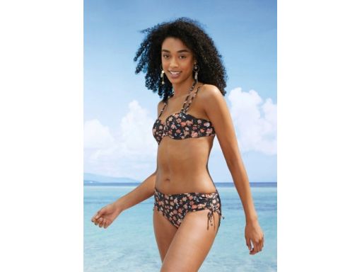 B.P.C bikini usztywniane czarne w kwiatki ^44(85D)