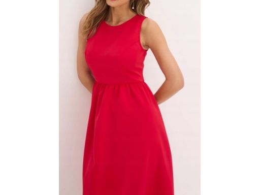 B.P.C czerwona sukienka wieczorowa z tiulem i dłuższym tyłem r.40/42