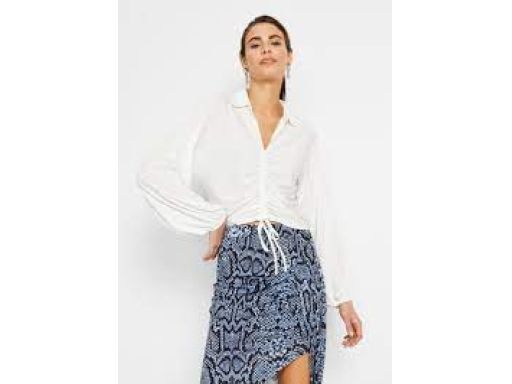 B.P.C Biała bluzka z marszczeniami ^32/34