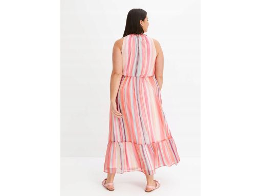 B.P.C długa sukienka szyfonowa w kolorowe paski r.46