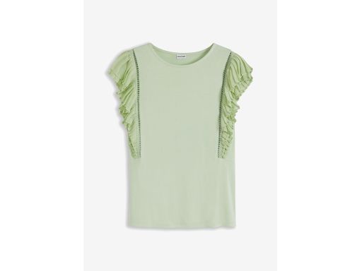 B.P.C t-shirt pistacjowy z plisowanymi rękawkami ^44/46