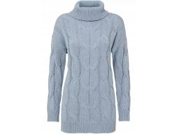 B.P.C sweter z golfem niebieski w warkocze 36/38.