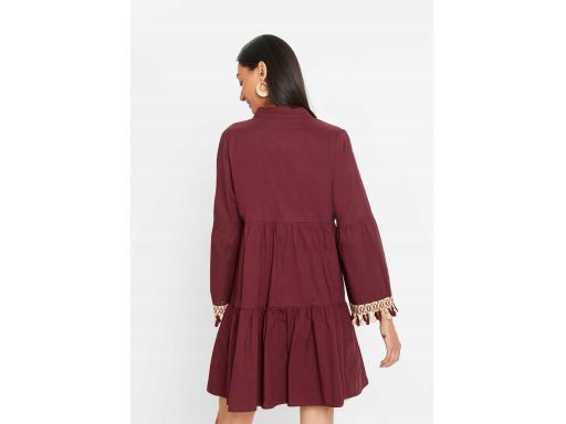 B.P.C sukienka tunikowa boho z frędzlami bawełniana r.38