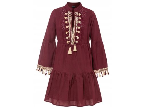 B.P.C sukienka tunikowa boho z frędzlami bawełniana r.38
