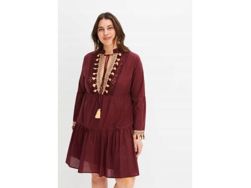 B.P.C sukienka tunikowa boho z frędzlami bawełniana r.38